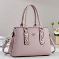 Chic lotus pink faux leather tote bag with gold chain detail and adjustable strap - Pink