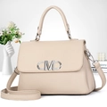 Elegante borsa a mano in pelle albicocca con fibbia argentata e tracolla rimovibile - Cachi Chiaro
