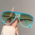 Pilot sunglasses with unique blue and green spliced frames and gradient green lenses - Sky Blue Frame Gradient Green Lens Blue Line