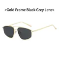 Classic metal square sunglasses with gold frames and dark grey lenses for fashion - Gold Frame Black Grey