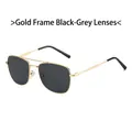 Classic aviator sunglasses with gold metal frame and dark grey lenses for fashion - Gold Frame Black Grey