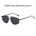 Classic aviator sunglasses with thin black metal frame and dark gray lenses for women - Black Frame Black Grey Lens