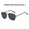 Classic pilot style sunglasses with black metal frame and dark grey resin lenses - Black Frame Black Grey Lens