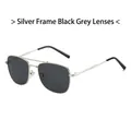 Silver metal aviator sunglasses with dark grey lenses and classic double bridge frame - Silver Frame Black Grey Lens