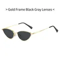Occhiali da sole cat-eye retrò con montatura in metallo dorato e lenti grigie - Montatura Oro Nero Grigio