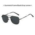Classic gunmetal pilot sunglasses with dark grey polarized lenses for a retro look - Gunmetal Frame Black Grey Lens
