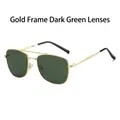 Retro-Aviator-Sonnenbrille mit goldenem Metallrahmen und dunkelgrünen Gläsern - Goldener Rahmen Dunkelgrüne Gläser