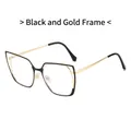 Occhiali anti luce blu cat-eye moderni con montatura geometrica in metallo nero e oro - Montatura Oro Nero