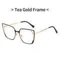 Occhiali anti luce blu occhio di gatto con montatura in metallo oro tè elegante - Montatura Oro Marrone