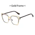 Fashionable gold frame cat-eye blue light blocking glasses with double metal rim design - Gold Frame