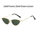Vintage cat-eye sunglasses with gold metal frame and dark green lenses in premium style - Gold Frame Dark Green Lenses