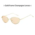 Lunettes de soleil ovales rétro avec monture dorée et verres champagne de style hip-hop chic - Monture Dorée Verres Champagne