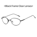 Lunettes de soleil ovales rétro avec monture en métal noir et verres clairs tendance - Monture Noire Verres Transparents