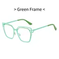 Fashionable cat-eye blue light blocking glasses featuring a unique double green frame design - Green Frame