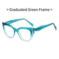 Cat eye TR90 glasses with gradient green frames and anti-blue light clear lenses - Gradient Green Frame