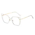 Cat-eye blue light blocking glasses with white and gold metal frame for women - White Gold Frame