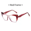 Stylish cat-eye TR90 red frame glasses with spring hinges and anti-blue light lenses - Red Frame