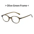 Lunettes anti-lumière bleue ovales rétro avec monture vert olive et plaquettes silicone - Monture Vert Olive