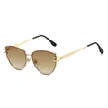 Lunettes de soleil triangulaires pour femme avec monture dorée et verres dégradés marron - Monture Dorée Verres Thé Dégradé
