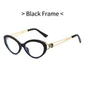 Occhiali anti-luce blu stile cat-eye con montatura nera e aste in metallo dorato - Montatura Nera