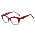 Occhiali cat-eye con montatura TR90 sfumata rosso e blu, cerniere a molla e lenti chiare - Montatura Sfumata Rosso Blu