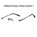 Rimless fashion sunglasses with black metal frame and clear lenses for women - Black Frame Clear Lenses