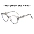 Fashionable transparent gray cat eye glasses frame with spring hinges and TR90 material - Transparent Grey
