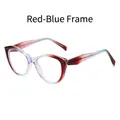 Cat-eye blue light blocking glasses with stylish red and blue gradient TR90 frame - Red Blue Frame