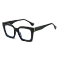 Classic black square anti-blue light glasses frame with stylish gold metal accents - Black Frame