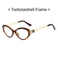 Occhiali cat-eye maculati con lenti anti luce blu e stanghette in metallo dorato - Montatura Leopardata