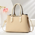 Chic beige woven tote bag with cream leather handles and gold metal hardware detail - Off-white