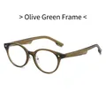 Occhiali anti-luce blu TR90 rotondi retrò in verde oliva traslucido con rivetti - Montatura Verde Oliva