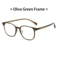Boston frame anti-blue light glasses with olive green translucent finish and rivets - Olive Green Frame