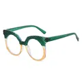 Modern green and yellow frame glasses with textured finish and gradient color details - Green Yellow Frame