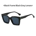 Classic black square frame sunglasses with dark grey lenses and gold metal accents - Black Frame Black Grey Lens
