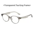 Lunettes rondes TR90 anti-lumière bleue de couleur gris thé translucide - Cadre Gris Thé Transparent