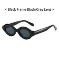 Stylish thick black oval frame sunglasses with dark grey lenses for fashion use - Black Frame Black Grey Lens (C0.1)