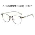Fashionable round frame glasses in transparent tea gray with rivet accents - Transparent Tea Grey Frame