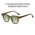 Chic sunglasses with transparent olive green frame and gradient green lenses - Transparent Green Frame Gradient Green Lens