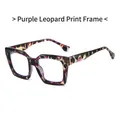 Montatura per occhiali anti-luce blu quadrata retrò con finitura leopardata viola - Montatura Leopardata Viola