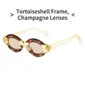 Fashionable oval sunglasses in yellow tortoiseshell frame with champagne lenses - Yellow Tortoiseshell Frame Champagne Lens