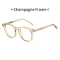 Stylish round TR90 champagne transparent frame glasses with rivets and metal core - Champagne Frame