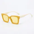 Square fashion sunglasses with yellow frame cream legs and yellow lenses - Yellow Frame Cream Legs Yellow Lenses