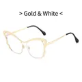 Occhiali da donna a farfalla in metallo oro e bianco dal design urbano alla moda - Oro Bianco