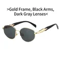 Retro round metal sunglasses with gold frame and dark grey lenses for street style - Gold Frame Black Legs Black Grey Lens