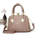 Elegant taupe leather doctor tote bag with oversized crystal clasp and gold hardware - Dark Khaki