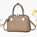 Élégant sac cabas tressé marron pour femme avec fermetures éclair et boucles en métal - Khaki Foncé