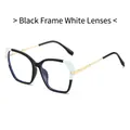 Retro square sunglasses with black and white frame and golden metal temples - Black Frame Clear Lenses