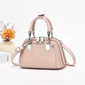 Rosa Damen-Handtasche mit gewebter Textur, Silber-Reißverschluss und Schulterriemen - Rosa
