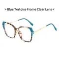 Vintage oversized sunglasses with blue tortoise frame and gold metal temples - Blue Tortoiseshell Frame Clear Lens